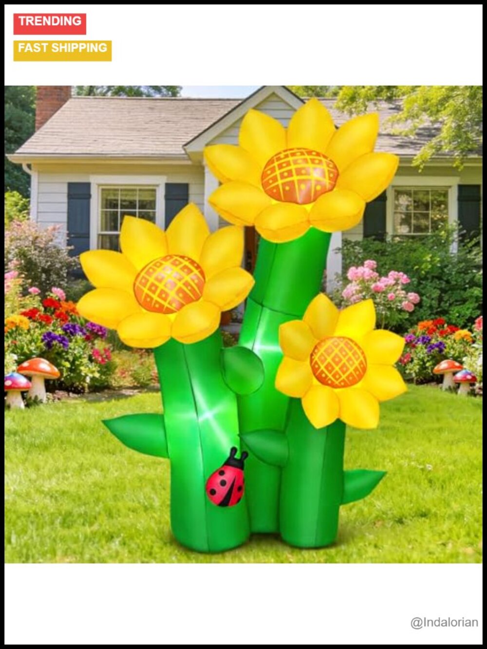Inflatable Sunflower Yard Decoration 6FT LED Lighted Outdoor Blow Up
